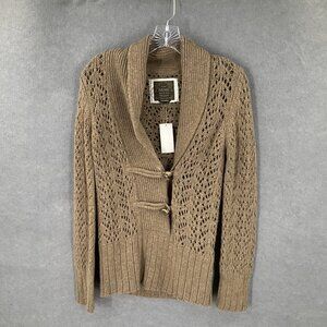 Old Navy Sweater Womens Sz S Brown Toggle Lambs Wool Angora Knit Pullover Preppy